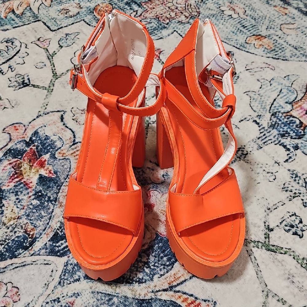 Vibrant Orange Platform Heels - image 1